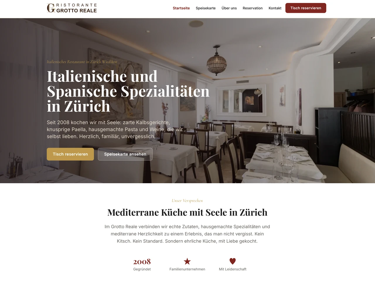 Webseite Restaurant Grotto Reale